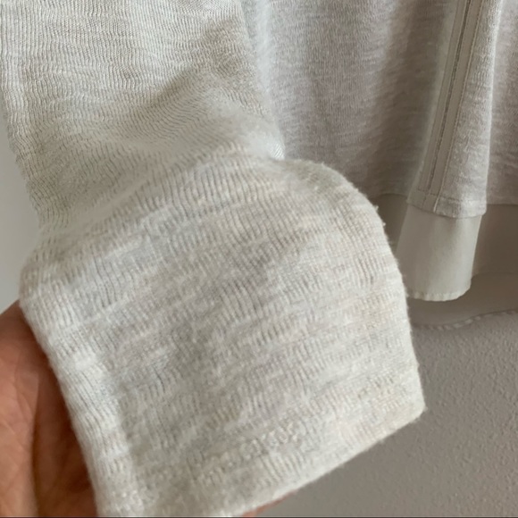 Sanctuary Knit Mixed Media Sweater V Neck Front Cut Neutral Minimalist Medium - Picture 7 of 12